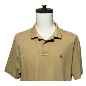 Vintage Polo Ralph Lauren Shirt Mens XL Tan Golf Short Sleeve Preppy Y2K